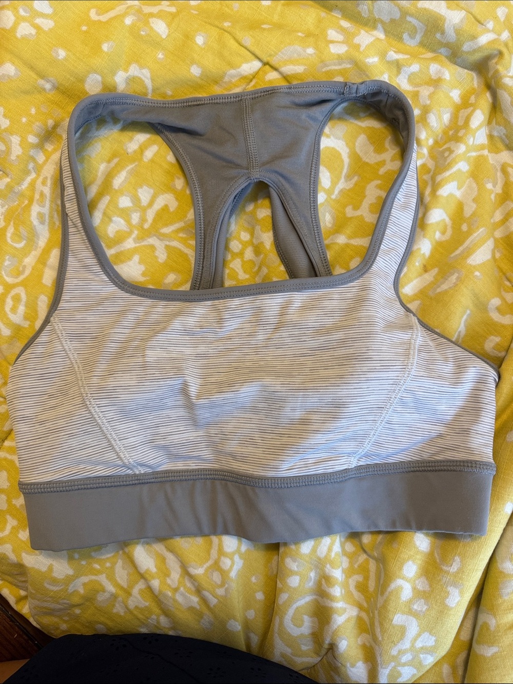 lululemon athletica Gray and White Striped Racerback Sports Bra